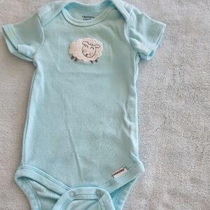 Gerber Light Blue Onesie with Sheep Embroidery